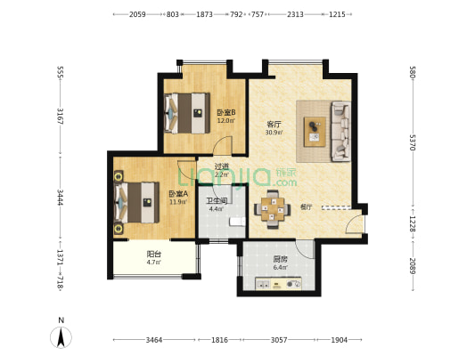 林凯花园 2室1厅1卫 95平方
