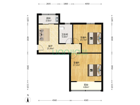 天钥新村 2室1厅1卫 65平方