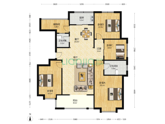华府御墅 4室2厅2卫 146平方