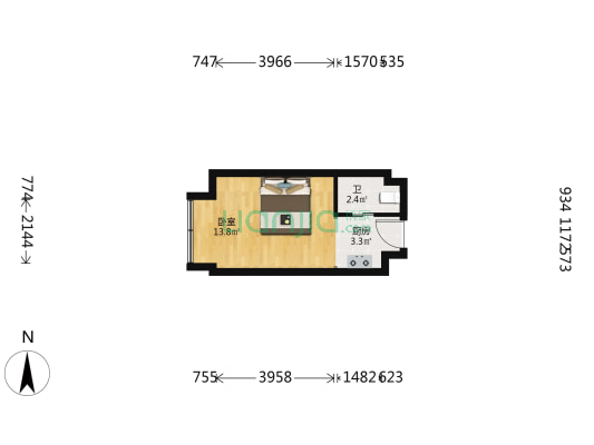 德信新宸 1室0厅1卫 34平方