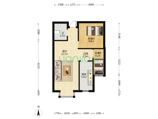 泉舜锦泉苑 2室1厅1卫 70平方