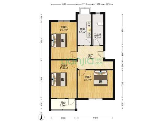 伊河路119号 3室1厅1卫 85平方