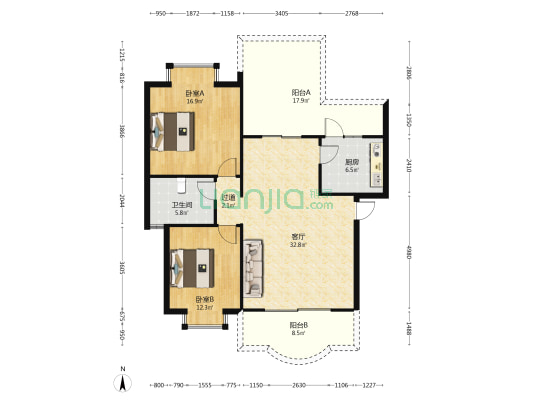 天邑惠昌花园 2室1厅1卫 102平方