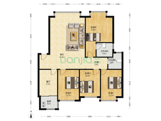西蜀苑 4室2厅2卫 139平方