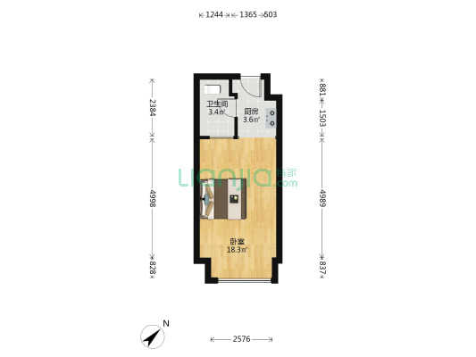 峯汇中心 1室0厅1卫 35平方