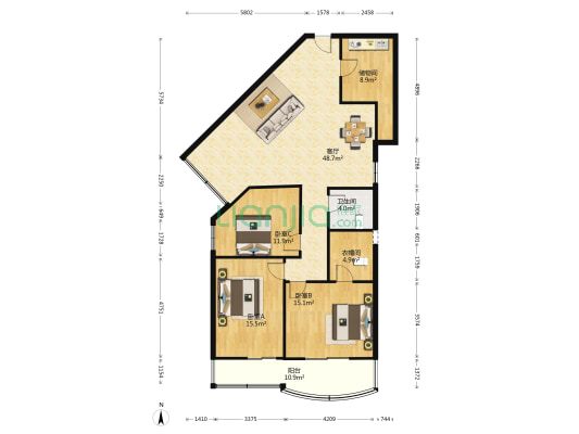 祥福苑(武侯) 3室1厅1卫 143平方