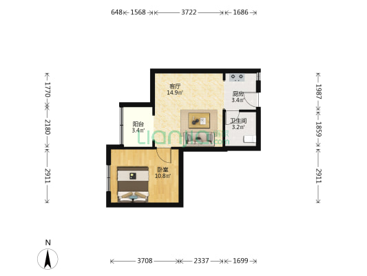 津泊湾 1室1厅1卫 50平方