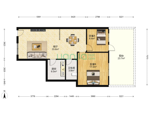 糖酒公司宿舍 2室1厅1卫 81平方