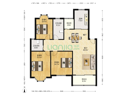 叶城五街坊 3室1厅2卫 129平方