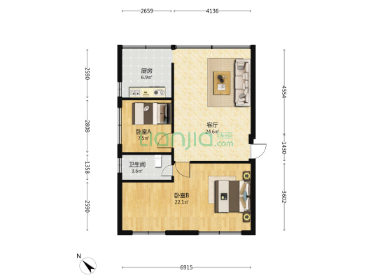 恒泰街 2室1厅1卫 78平方