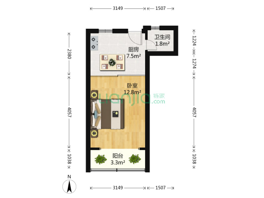 德州四村 1室0厅1卫 31平方
