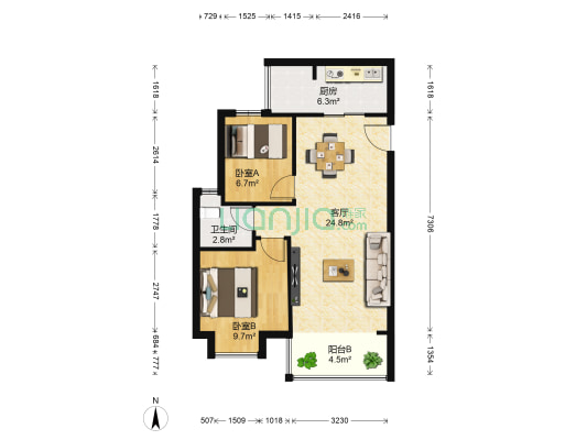 翠堤湾 2室1厅1卫 72平方