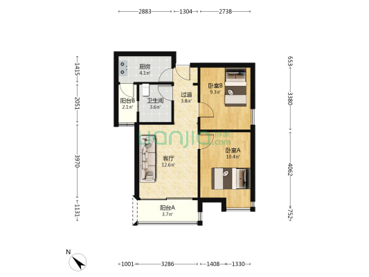 惠泽雅轩 2室1厅1卫 68平方