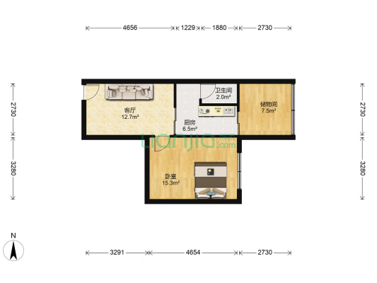 玉林南街10号 1室1厅1卫 52平方