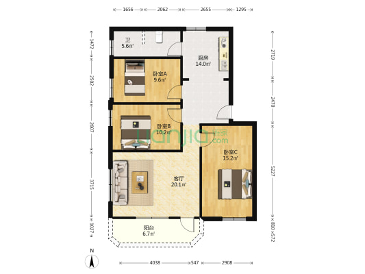 文华中路一巷6号 3室1厅1卫 102平方