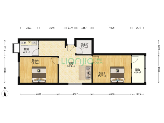 王家湾永丰乡干教楼 2室1厅1卫 77平方