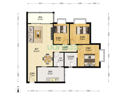 红槽房正街85号 3室1厅2卫 111平方