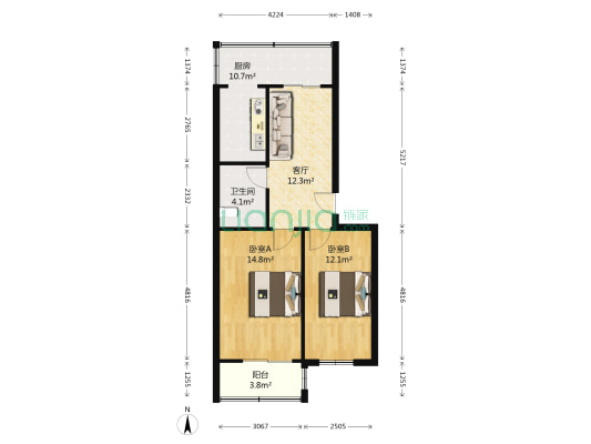 山西日报住宅小区 2室1厅1卫 70平方
