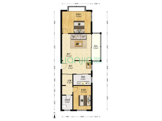 同乐园小区 2室2厅1卫 101平方
