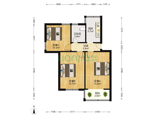 宝钢四村 3室0厅1卫 70平方