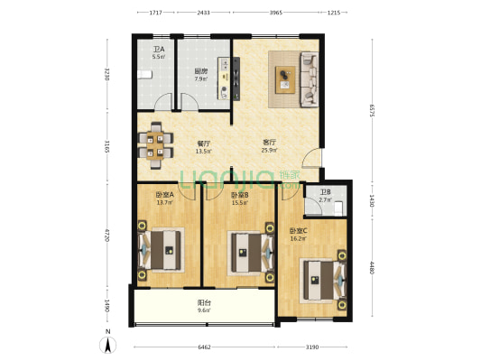 城管局家属楼 3室2厅2卫 138平方