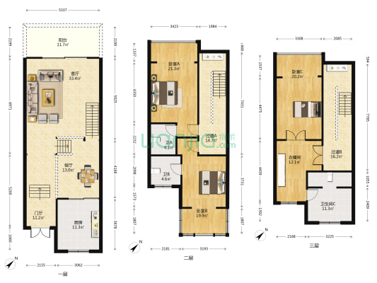 三利宅院三期 3室2厅3卫 259平方