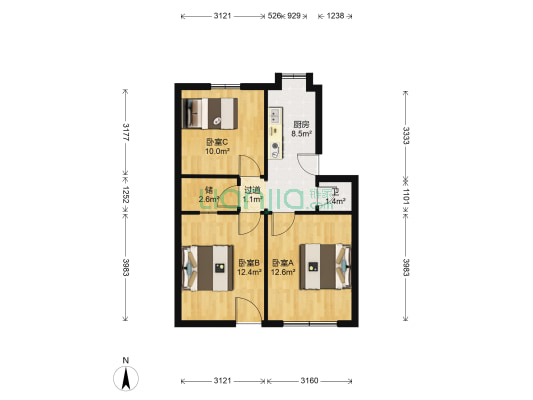 壕埂街7号 3室0厅1卫 60平方