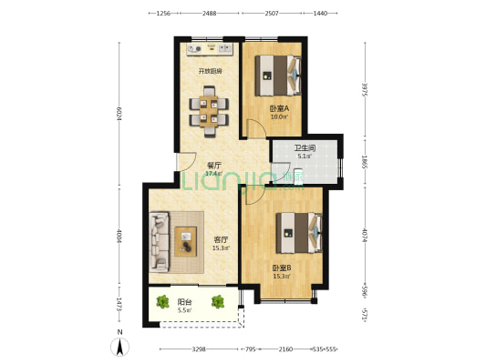 东景园 2室2厅1卫 82平方