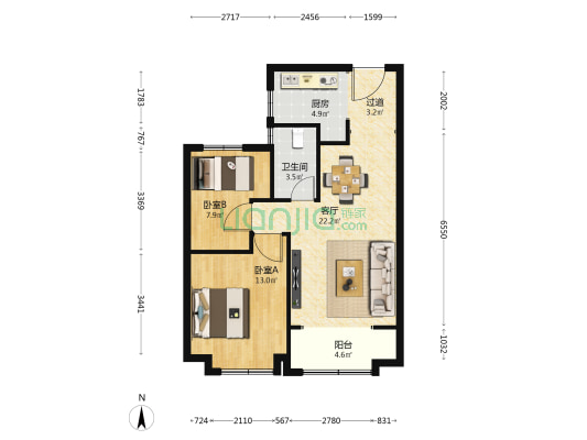 碧桂园金誉府 2室1厅1卫 85平方