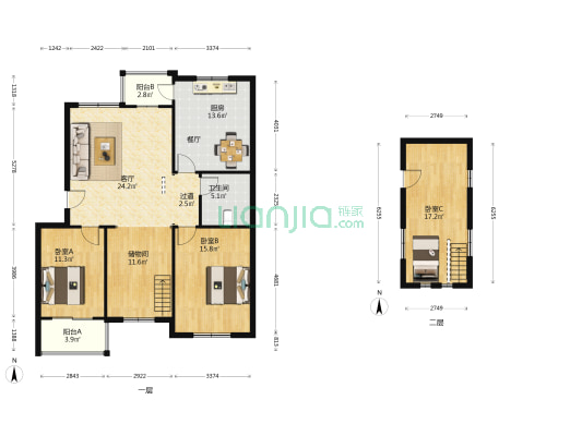 金色家园(平度) 3室1厅1卫 132平方