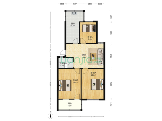 建设街48号 3室1厅1卫 89平方