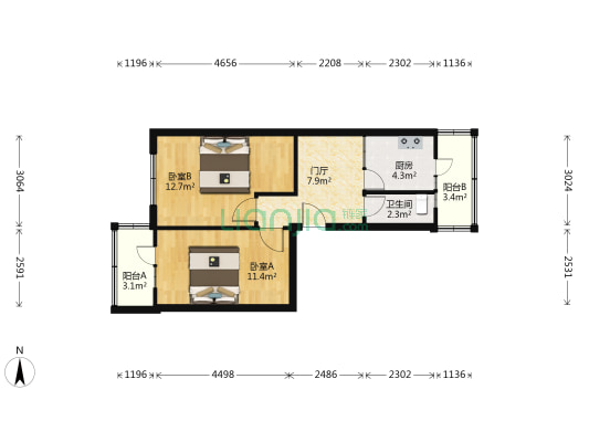 新柳街小区 2室0厅1卫 58平方