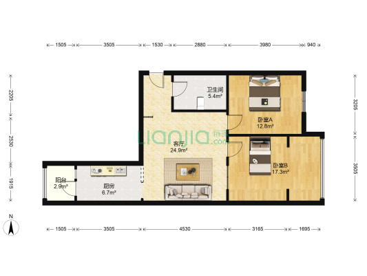 双龙绿色家园 2室1厅1卫 94平方