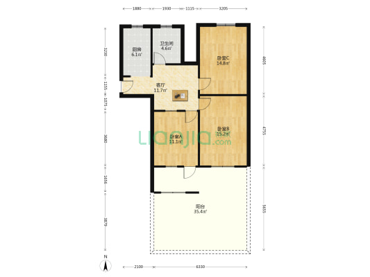 状元府街三十二号 3室1厅1卫 84平方