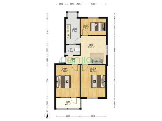 农业路67-11号 3室1厅1卫 78平方