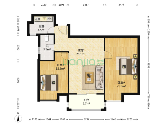 栖霞栖庭 2室1厅1卫 93平方