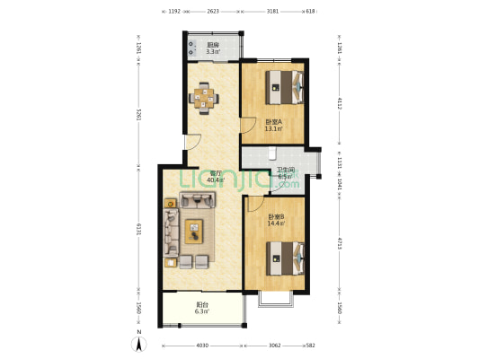 抚顺路8号小区 2室1厅1卫 98平方