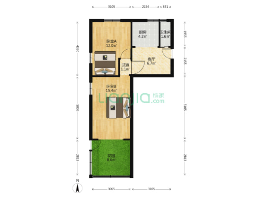 教师楼 2室1厅1卫 38平方