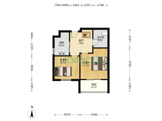玉屏居 2室1厅1卫 53平方