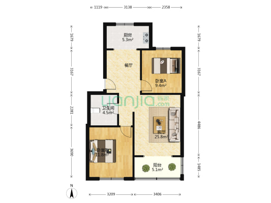 金实小区茂实园 2室1厅1卫 72平方