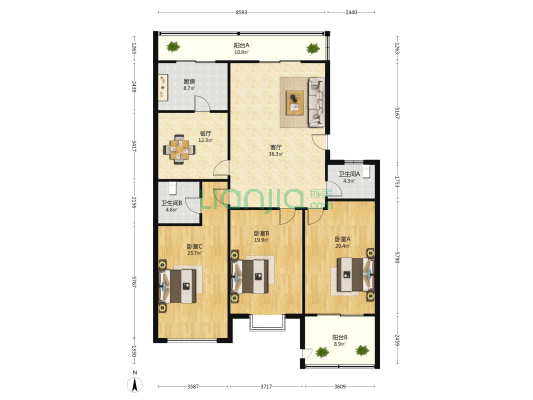 凯旋路1596号 3室2厅2卫 166平方