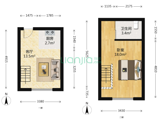 筑石云 1室1厅1卫 51平方