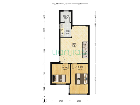 东新区路五十八号 2室1厅1卫 56平方