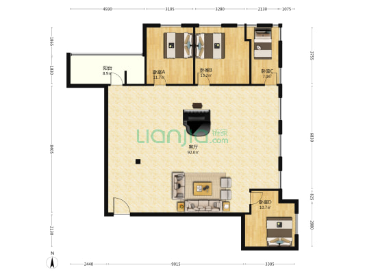 大鼎世纪广场 4室1厅0卫 182平方