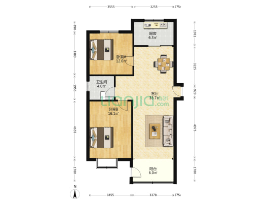 华丛小区 2室1厅1卫 95平方