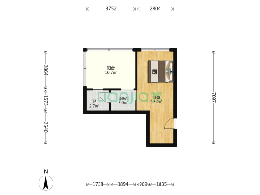 佳湾新寓 1室0厅1卫 34平方