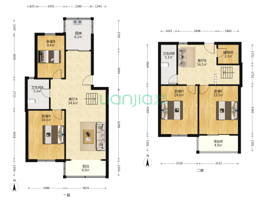 东城花园 4室2厅2卫 146平方