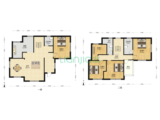 天江第一村B区 5室1厅3卫 196平方