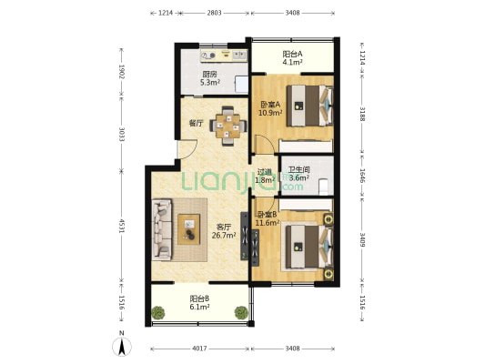 柏林沁园居 2室1厅1卫 83平方