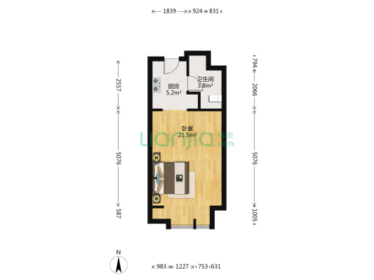 德源筑座 1室0厅1卫 46平方